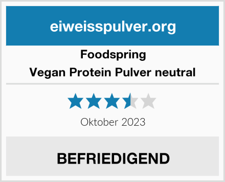 Foodspring Vegan Protein Pulver neutral Test